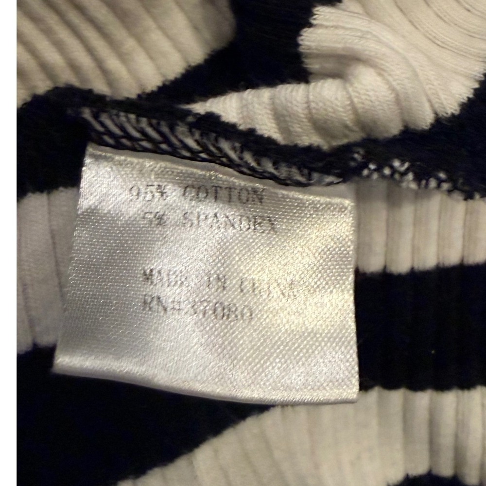 Lea & Viola Black White Striped Wide Leg Jumpsuit Twist Front V Neck Size Large - Picture 8 of 13